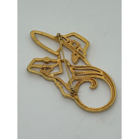 Vintage Lady Brooch Remington JJ Gold-Tone Woman With Rhinestone Accents - Picture 14 of 16